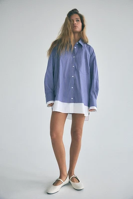 DOUBLE CUFF OVERSIZED POPLIN SHIRT