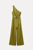 SATIN EFFECT ASYMMETRIC JUMPSUIT