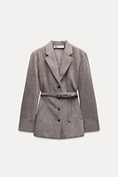 100% WOOL BELTED BLAZER ZW COLLECTION