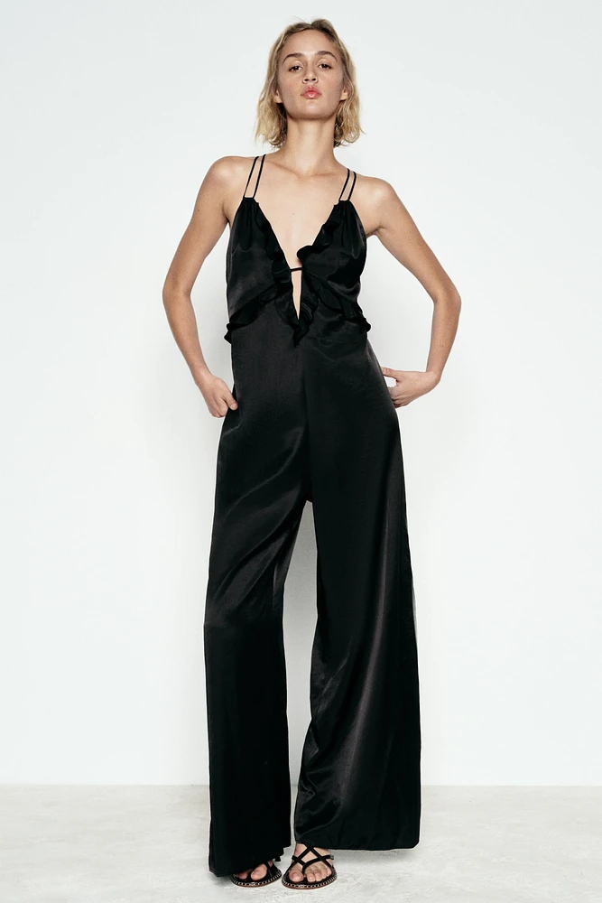 WIDE FIT RUFFLED JUMPSUIT