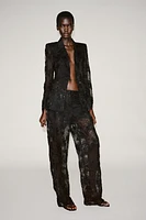 STRUCTURED SEQUINS SEMI-SHEER PANTS