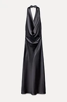 SATIN EFFECT OPEN BACK MIDI DRESS