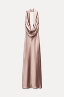 SATIN EFFECT OPEN BACK MIDI DRESS