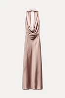 SATIN EFFECT OPEN BACK MIDI DRESS