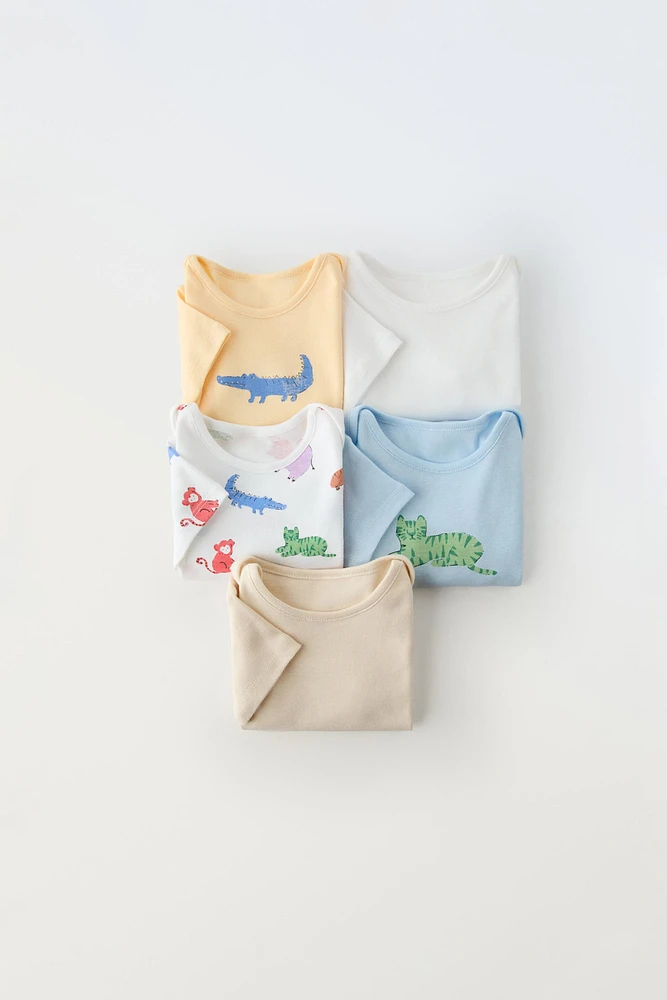 1 MONTHS - 3 YEARS/ FIVE-PACK OF ANIMAL BODYSUITS