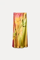 SATIN EFFECT PRINT MIDI SKIRT