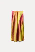 SATIN EFFECT PRINT MIDI SKIRT