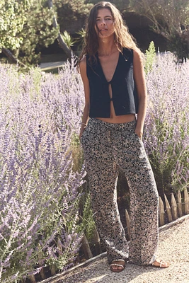 PRINTED WIDE LEG PANTS