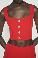 JEWEL BUTTON BUSTIER TOP