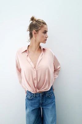 KNOTTED SATIN EFFECT SHIRT