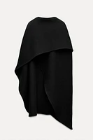 ASYMMETRIC WOOL BLEND CAPE ZW COLLECTION