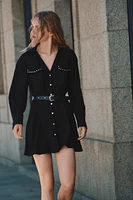 STUDDED BELT MINI DRESS