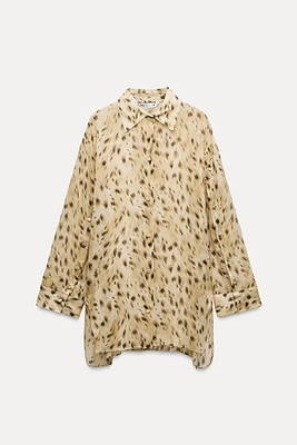 ZW COLLECTION SEMI-SHEER ANIMAL PRINT SHIRT