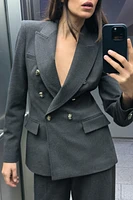 DOUBLE BREASTED SHOULDER PAD BLAZER