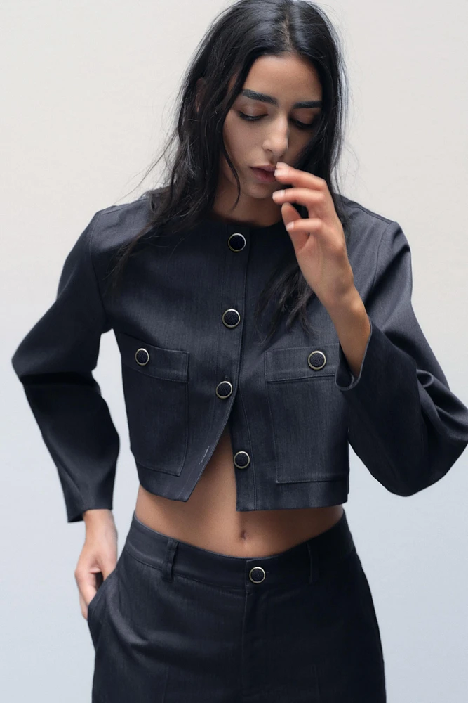 CROPPED JACKET WITH BUTTONS