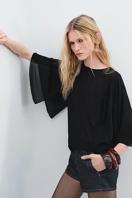 FLOWY CAPE BLOUSE ZW COLLECTION