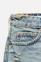 TRF RIPPED MID WAIST DENIM SHORTS