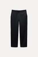 PINSTRIPE STRAIGHT LEG PANTS