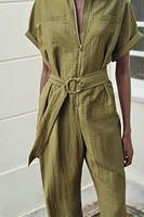 LONG JUMPSUIT WITH ZIPPER AND BELT