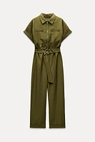 LONG JUMPSUIT WITH ZIPPER AND BELT