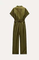 LONG JUMPSUIT WITH ZIPPER AND BELT