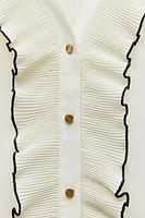 PLEATED RUFFLE BLOUSE