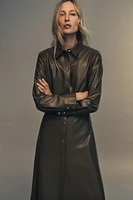 FAUX LEATHER SHIRT DRESS