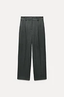 STRAIGHT CUT PLEATED PANTS