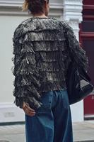 FRINGED JACKET WITH METALLIC THREAD