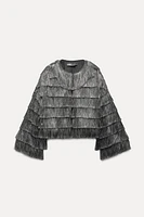 FRINGED JACKET WITH METALLIC THREAD