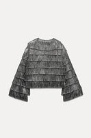 FRINGED JACKET WITH METALLIC THREAD