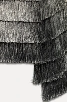 FRINGED JACKET WITH METALLIC THREAD