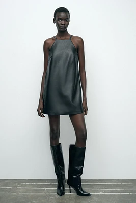 FAUX LEATHER MINI DRESS