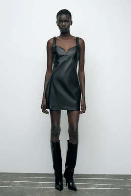 FAUX LEATHER MINI DRESS