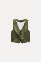 TAILORED LINEN BLEND WAISTCOAT