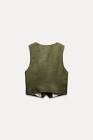 TAILORED LINEN BLEND WAISTCOAT