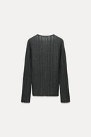 OPEN-KNIT RIB T-SHIRT