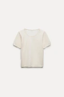 FINE KNIT OPENWORK T-SHIRT