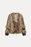 RUFFLED ANIMAL PRINT SHIRT