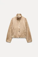 FAUX SUEDE HIGH COLLAR JACKET