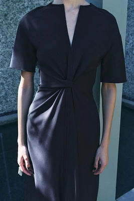 WOOL BLEND DRAPED DRESS ZW COLLECTION