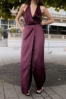 LONG RUCHED HALTER JUMPSUIT