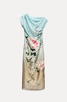 SATIN EFFECT FLORAL PRINT DRESS