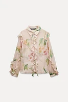 FLORAL PRINT RUFFLE BLOUSE