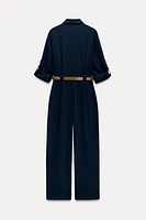 LONG BELTED JUMPSUIT