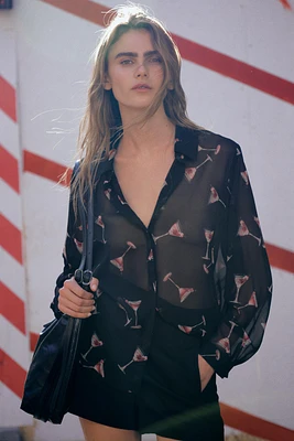 SEMI-SHEER PRINTED SHIRT