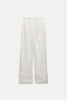 100% LINEN STRIPED PANTS