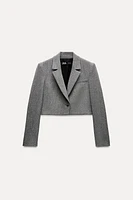 CROP BLAZER WITH METALLIC THREAD