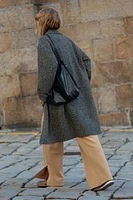 HERRINGBONE DROPPED SHOULDER COAT