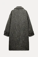 HERRINGBONE DROPPED SHOULDER COAT